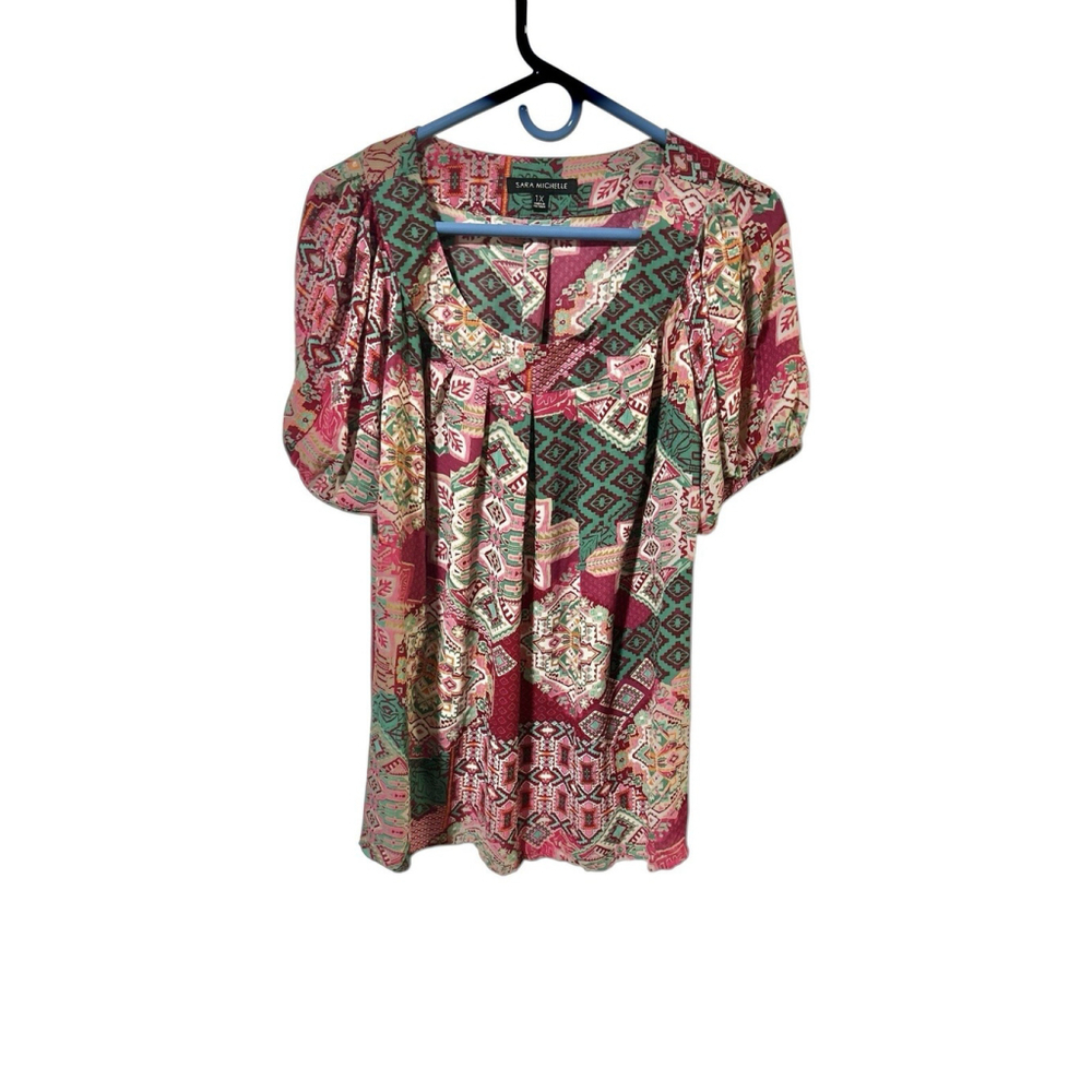 Sara Michelle Pink‎ Short Sleeve Blouse